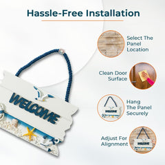 Kuber Industries Door Decor Panel|Wall Hanging Wooden Frame Board-Pack of 3 (White)