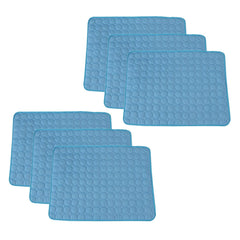 Kuber Industries Rectangular Dog & Cat Bed|Premium Cool Ice Silk with Polyester With Bottom Mesh|Multi-Utility Self-Cooling Pad For Dog & Cat|Light-weight & Durable Dog Bed|ZQCJ001B-XS|Blue(Pack Of 6)