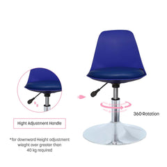 Kuber Industries Revolving Curvy Mini Bar Stool Chair for Kitchen with Leather Seat & 360 Swivel | 20 inch Height Adjustable Kiddle Food & Study Chair for Baby | Kids Counter Stools | Blue