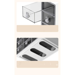 Kuber Industries Drawer Storage Box Shelf | 3 cell Large Capacity | Transparent Front Panel | Office Desktop Organizer Box | Plastic Stackable Drawers for Home and Office | W2603 | Grey