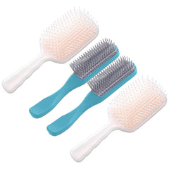 Kuber Industries Hair Brush | Flexible Bristles Brush | Hair Brush with Paddle | Straightens & Detangles Hair Brush | Suitable For All Hair Types | Hair Brush Styling Hair | Set of 4 | Beige & Blue