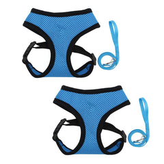 Kuber Industries Reflective Dog Harness with Adjustable Leash|Breathable Polyester Mesh Fabric with Top carry Handle|Large Size|HAT-818|Comfortable No-Pull Grip|Quick Release Buckles|Blue (Pack of 5)