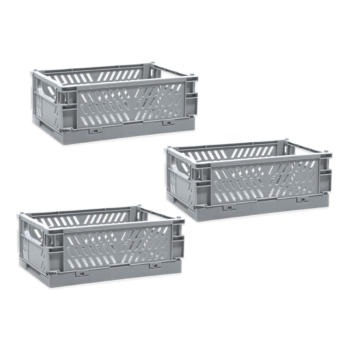 Kuber Industries (Set of 3) Small & Rugged Plastic Basket for Storage - For Kitchen, Makeup, Toiletries & Bathroom Items - Light Blue