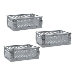 Kuber Industries (Set of 3) Small & Rugged Plastic Basket for Storage - For Kitchen, Makeup, Toiletries & Bathroom Items - Light Blue