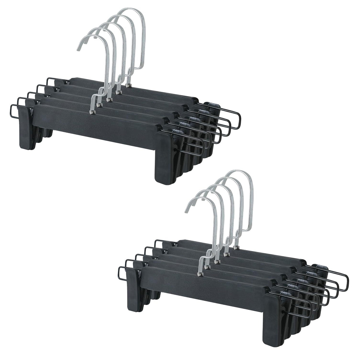 Kuber IndustriesRecycled Plastic Cloth Hanger Set of 10 With Chromed Plated Steel Hook (Black)