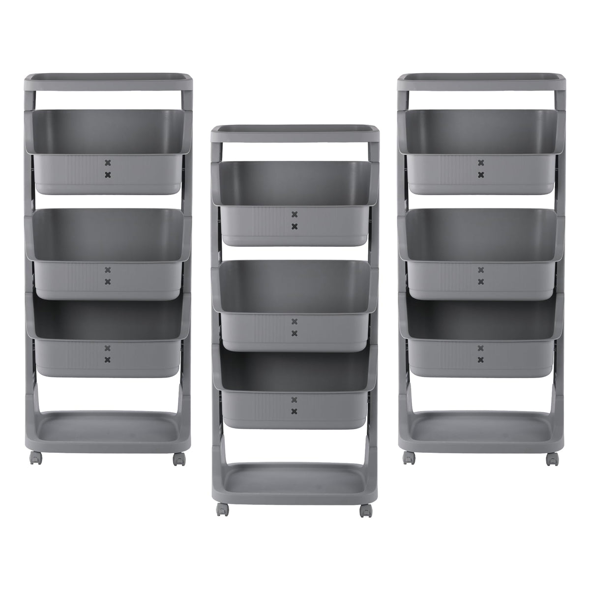 Kuber Industries Pack of 3 Adjustable Storage 3 Tier Shelf | Rolling Shelf | Multipurpose | Book, Kitchen, Laundry Storage Rack| MC2018-37 | Grey
