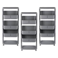 Kuber Industries Pack of 3 Adjustable Storage 3 Tier Shelf | Rolling Shelf | Multipurpose | Book, Kitchen, Laundry Storage Rack| MC2018-37 | Grey