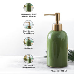 Heart Home Liquid Soap Dispenser | Handwash Soap Dispenser | Soap Dispenser for Wash Basin | Shampoo Dispenser Bottle | Bathroom Dispenser Bottle | 420 ML | Green