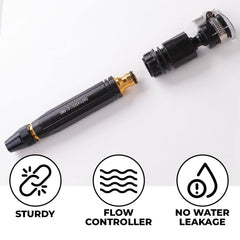 Kuber Industries Nozzle For Water Pipe|Comfortable Grip|Multiple Spray Modes|Brass Nozzle Water Spray Gun For ½” Water Pipe|Ideal Pipe Nozzle For Car Wash,Gardening,& Other Uses|Black (Pack Of 4)