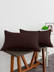 Heart Home Pillow Cover | Cotton Pillow Cover | Striped Pattern Pillow Cover | Soft Pillow Cover for Home | Pillow Cover for Bedroom | Set of 6 | Brown