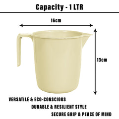 Kuber Industries Bathroom Mug | Plastic Bath Mug for Bathroom | Bath Mug | Mug for Bathroom | Mug for Toilet | Washroom Jug | 111 Bath Mug | 1 LTR | Pack of 3 | Beige
