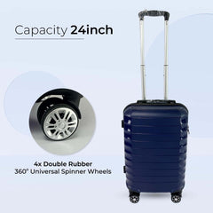 Heart Home 24inch Strong & Lightweight Cabin Trolley Bags with 360 Degree Rotating Wheels | Expandable Carry-On Cabin Luggage Suitcase | Bags for Travelling | PP103024DKBLE-Blue