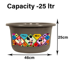 Heart Home Disney Check Bath Tub | Versatile Utility Gaint Tub | Plastic Bath Tub for Baby | Clothes Washing Tub For Bathroom | Feeding Pan Tub | TUB-25 LTR | Pack of 2 | Multi