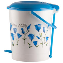 Heart Home Floral Printed Plastic Pedal Dustbin For Home, Kitchen, Office, Bathroom With Handle, 10 Litre- Pack of 2 (Blue)-47HH0762