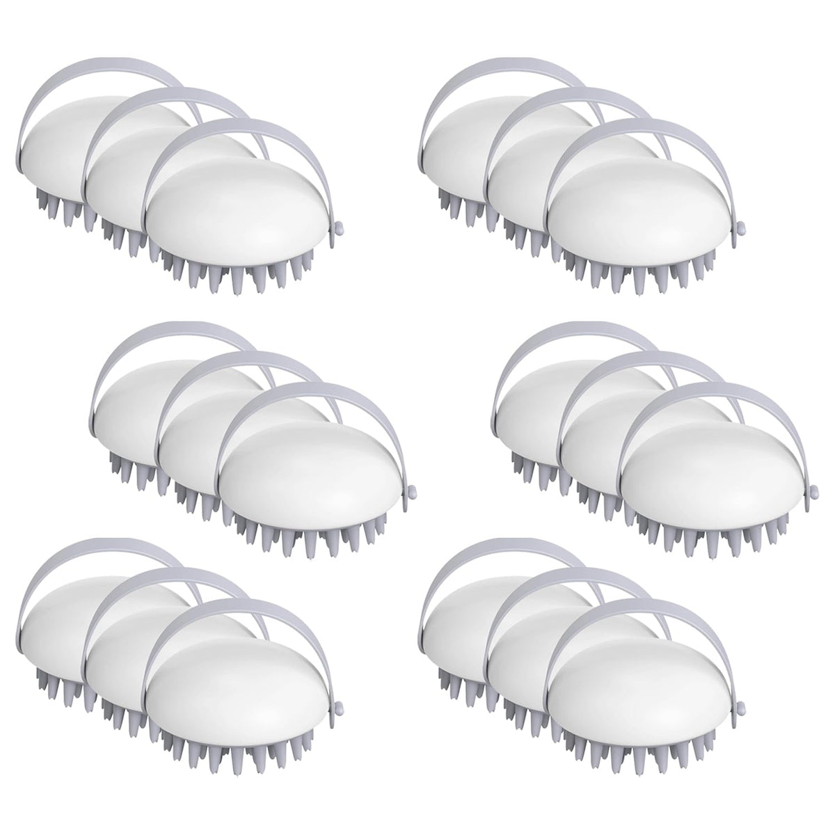 Kuber Industries Hair Massager Brush | Soft Silicone Bristles | Shampoo Brush for Hair Washing | Scalp Massager | Massager Brush For Dandruff | 18 Piece | Pack of 6 | XJWTEU | White