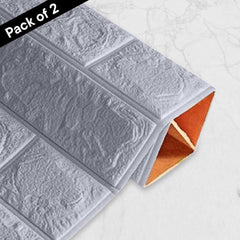 Kuber Industries Foam Brick Pattern 3D Wallpaper for Walls|Easy to Peel, Stick & Remove DIY Wallpaper|Suitable on All Walls|Pack of 2 Sheets, 70 cm X 77 cm