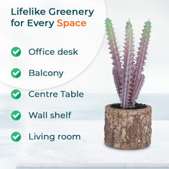 Kuber Industries Artificial Plants for Home Décor|Natural Looking Indoor Fake Plants with Pot|Artificial Flowers for Decoration-Pack of 5 (Lavender)