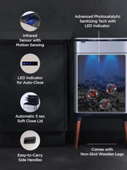 Urbane Home Sensor Dustbin | Dual Compartment Sensor Dustbin | Touchless Trash Can | Smart Dustbin for Bedroom-Office-Living Room | 2 Removable Bucket Can | YW-5522 | 9 LTR | Silver