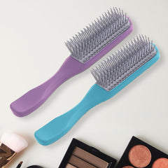 Kuber Industries Hair Brush | Flexible Bristles Brush | Hair Brush with Paddle | Straightens & Detangles Hair Brush | Suitable For All Hair Types | Hair Brush Styling Hair | Set of 6 | Purple & Blue