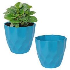 Kuber Industries Flower Pot | Flower Planter Pots for Indoor | Flower Pots for Outdoor | Pot for Garden & Balcony Flowering | Flower Plants Pot | Barfi Flower Pot | 6 Inch | Pack of 2 | Blue