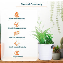 Kuber Industries Artificial Plants for Home D?cor|Natural Looking Indoor Fake Plants with Pot|Artificial Flowers for Decoration-Pack of 2 (Green)