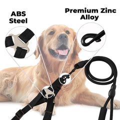 Kuber Industries Dog Harness For Medium Dogs & Leash Set|Premium Metal Hook|PDMGL-005-3|Comfortable Grip|Hand Spliced Belt For Added Strength |PDMGL-005-3|Soft Padding|Stylish Design|Black (Pack Of 6)