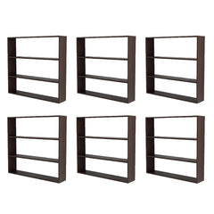 Kuber Industries Kitchen Wall Shelf|Wooden Handicraft Wall Mounted 3 Shelves for Kitchen|Multipurpose Storage Wall Shelf,30"X30" (Brown) (Pack of 6)