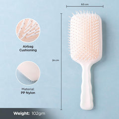 Kuber Industries Hair Brush | Flexible Bristles Brush | Hair Brush with Paddle | Straightens & Detangles Hair Brush | Suitable For All Hair Types | Hair Brush Styling Hair | Set of 4 | Beige & Pink