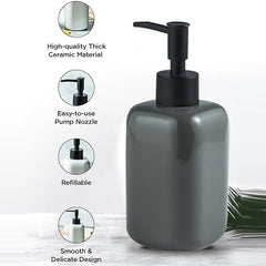 Kuber Industries Liquid Soap Dispenser | Handwash Soap Dispenser | Soap Dispenser for Wash Basin | Shampoo Dispenser Bottle | Bathroom Dispenser Bottle | 300 ML | Gray