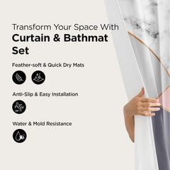 Urbane Home 7 Feet Shower Curtain & 2 Pcs Bathmat I Anti Slip I Quick Dry I Waterproof I Easy-Slide Curtains I Bath Decor I Multicolour