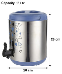 Heart Home Food Grade, BPA Free, Insulated Hot & Cold Stainless Steel Water Jug/Camper, 6 Ltrs (Blue)-HS42HEARTH25201