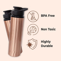 Kuber Industries Copper Water Bottle with Sipper | BPA Free & Non-Toxic | Leakproof, Durable & Lightweight|with Added Health Benefits of Copper | Ergonomic Design & Easy to Clean | 750 ML (Pack of 3)