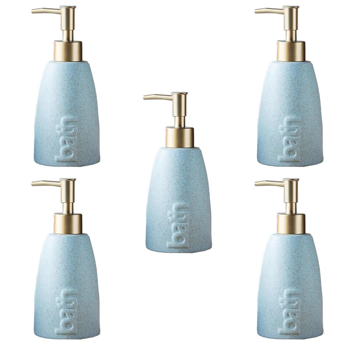 Kuber Industries Liquid Soap Dispenser | Handwash Soap Dispenser | Soap Dispenser for Wash Basin | Shampoo Dispenser Bottle | Bathroom Dispenser Bottle | Pack of 5 | 320 ml | Blue
