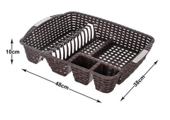 Heart Home Plastic Dish Drying Drainer Rack Holder Basket Organizer Without Tray (Brown)-46HH0382