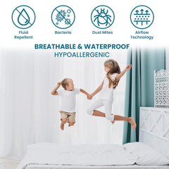 Kuber Industries Waterproof Double Bed Mattress Cover|Breathable Terry Cotton Surface & Elastic Fitted Mattress Protector,6 x 6.5 Ft. (Dark Blue) (Pack of 6)