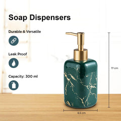 Heart Home Liquid Soap Dispenser | Handwash Soap Dispenser | Soap Dispenser for Wash Basin | Shampoo Dispenser Bottle | Bathroom Dispenser Bottle | 3 Piece |300 ml | Green
