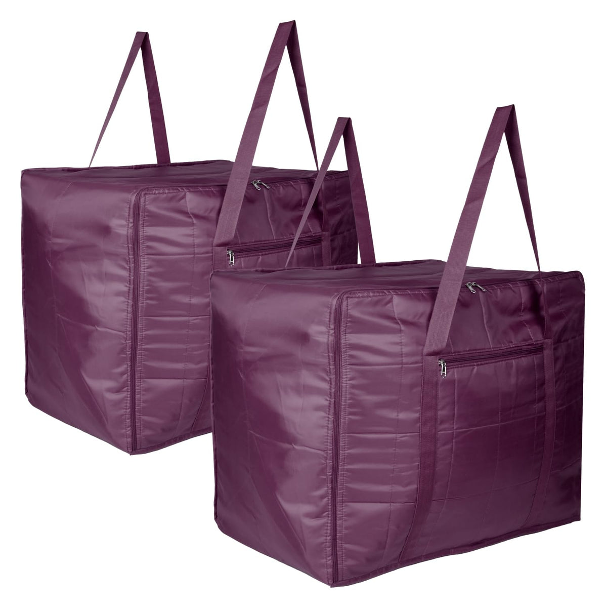 Heart Home Storage Attachi Bag | Parachute Travel Storage Bag | Underbed Storage Bag | Storage Organizer for Clothes | Zipper Closure Blanket Bag with Handle | Large | Pack of 2 | Maroon