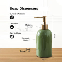 Heart Home Liquid Soap Dispenser | Handwash Soap Dispenser | Soap Dispenser for Wash Basin | Shampoo Dispenser Bottle | Bathroom Dispenser Bottle | 420 ML | Green