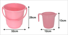 Heart Home 2 Pieces Plastic Bathroom Bucket & Mug Set (Pink)