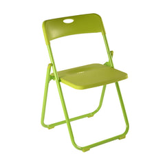 Kuber Industries Folding Chair for Home | Iron Frame & PP Plastic Seat | Lightweight, Portable, Balcony, Garden, Camping Chair | Anti Slip Legs | Indoor Outdoor Chair | Green | 44 * 42 * 75cm