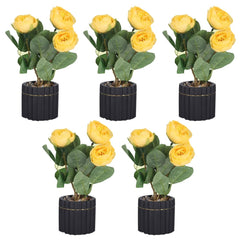Kuber Industries Artificial Plants for Home Décor|Natural Looking Indoor Fake Plants with Pot|Artificial Flowers for Decoration-Pack of 5 (Yellow)