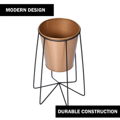 Urbane Home Planter | Planter Pot Stand for Outdoor | Plant Stand for Living Room | Gamla Stand for Home | Plant Stand for Home | Metal Pot Stand with Bucket Planter | Set of 2 | Gold