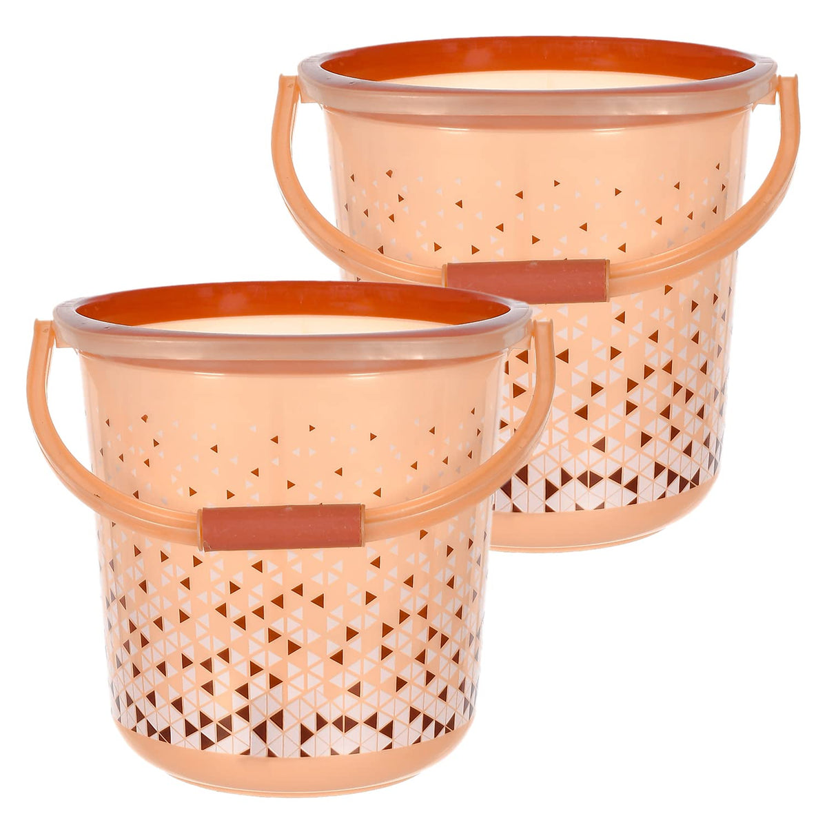 Heart Home Tinted Print Plastic Bucket For Home/Kitchen/Office/Shop With Strong Handle, 24 litre- Pack of 2 (Brown)-46HH0350
