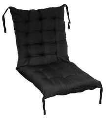 Kuber Industries Microfiber Back and Seat Chair Cushion for Indoor Outdoor Patio Chair, Rocking Chair, Office Chair, Desk Chair, Dining Chairs, Lounge Chair with Ties, 18 * 36 Inch (Black)