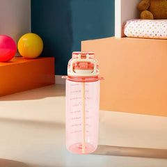 Kuber Industries Pack of 2 Kids Water Bottle With Straw |Sipper Water Bottle For Kids Boys Girls| Water Bottle with Locking Flip Lid | 720ml |Pink | SYZ-7774C