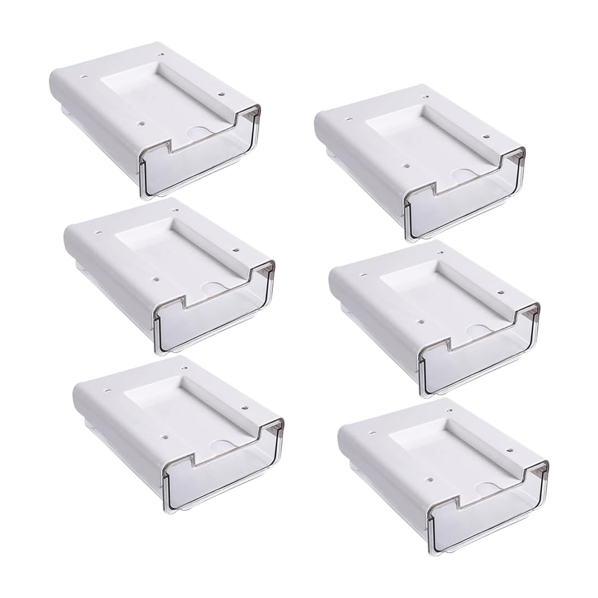 Kuber Industries Bottom Layer Small Drawer Storage Box|Plastic Cabinet Box For Storage|Pack of 6|White