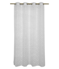 Kuber Industries Flower Design 7 Feet Door Curtain for Living Room, Bed Room, Kids Room with 8 Eyelet Pack of 2 (White) 54KM3940