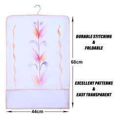 Kuber Industries Hanging Saree Cover | Brush Painting Pattern Saree Cover | Non-Woven Saree Covers for Home | Saree Cover with Small Transparent view | Pack of 3 | Orange