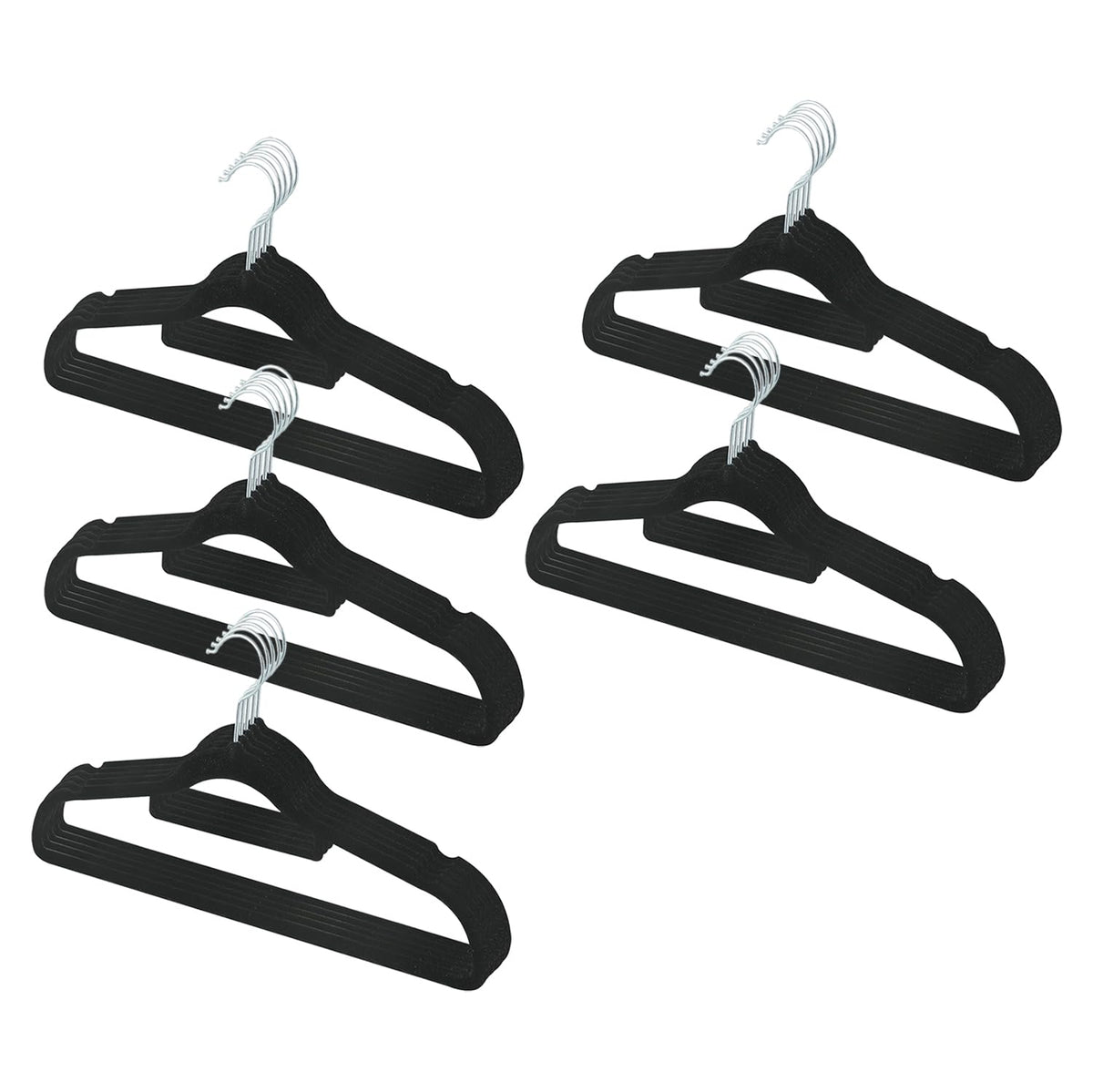 Kuber IndustriesVelvet Cloth Hanger Set of 25 With Chromed Plated Steel Hook (Black)