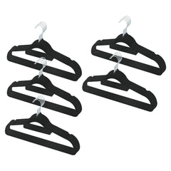 Kuber IndustriesVelvet Cloth Hanger Set of 25 With Chromed Plated Steel Hook (Black)